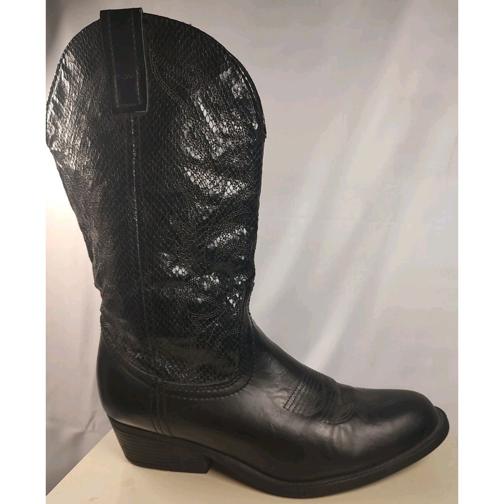 Rampage Walden Laredo Boots Women Size 8.5 M Black Faux Leather Cowgirl Western